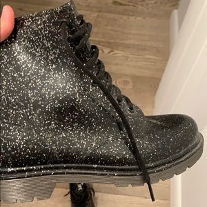 Sparkly boots with a silver sole
